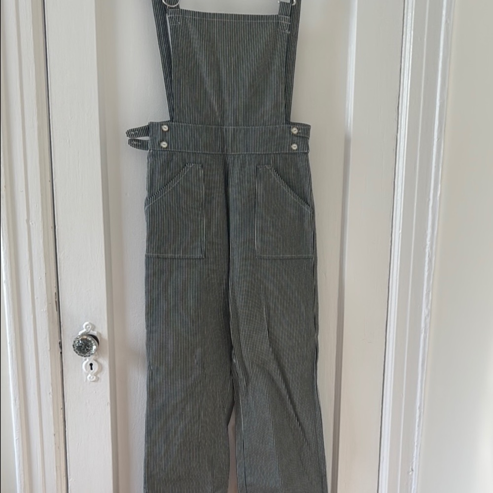 Maje Black and White Striped Women's Overalls